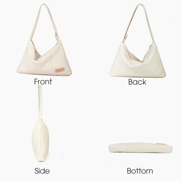 Premium Full Grain Leather Dumpling Bag Women Crossbody Shoulder Handbag Off-whi - Picture 4 of 8